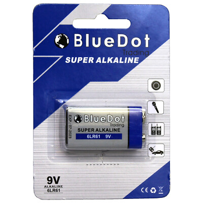 (1) Qty 9V 9 VOLT Alkaline Battery Batteries BlueDot Trading 5 year shelf life