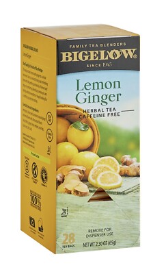 Bigelow Lemon Ginger herbal tea bags-28 / box