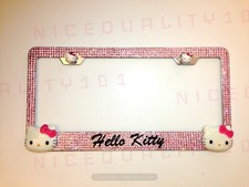Hello Kitty License Plate Frame Holder Made With Swarovski Crystals