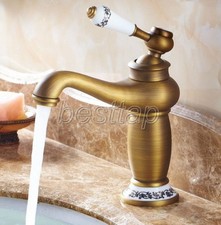 Antique Brass Bathroom Basin Sink Faucet Mixer Tap Single Handle / Hole snf503