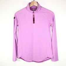Under Armour HeatGear Tech 1/4 Zip Pullover Fitted Pink Girls Large L