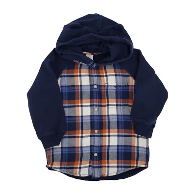Lindex Kids Plaid Front Pearl Snap Hooded Jacket with Ears on Hood Size 4T