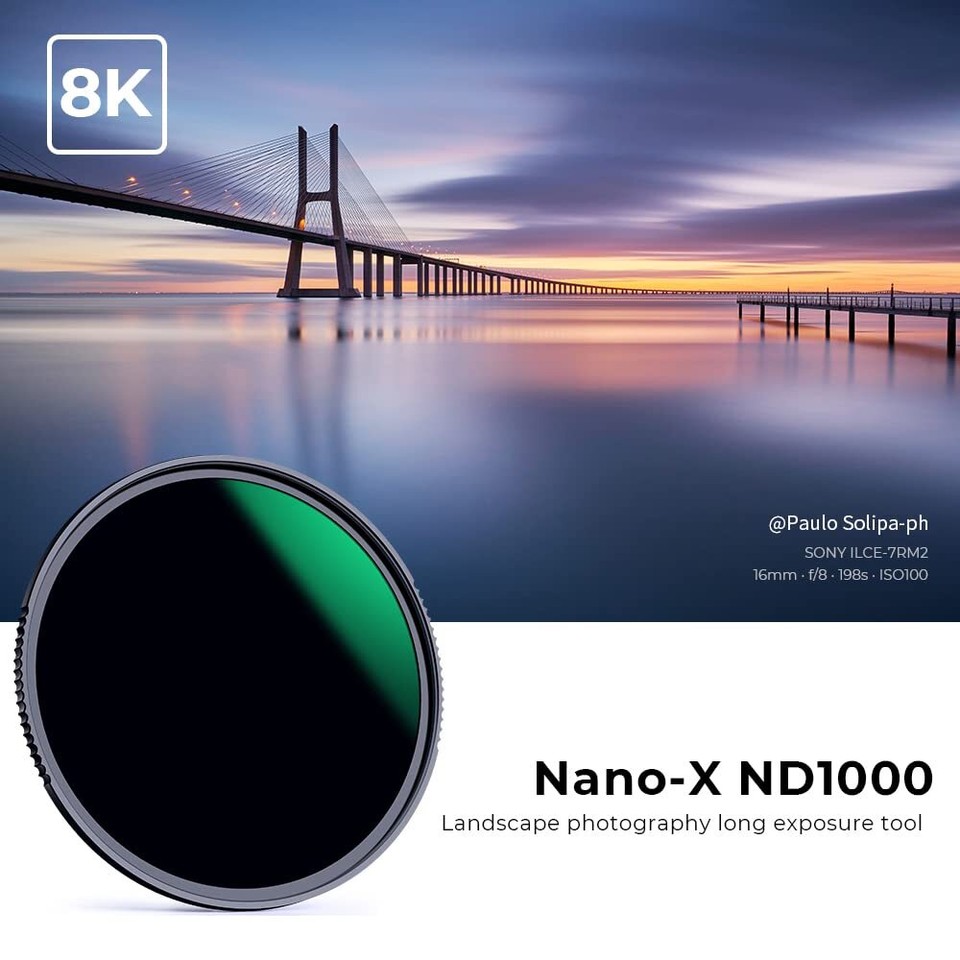 58mm ND1000 Neutral Density Filter for Camera Lenses Waterproof 10Stop