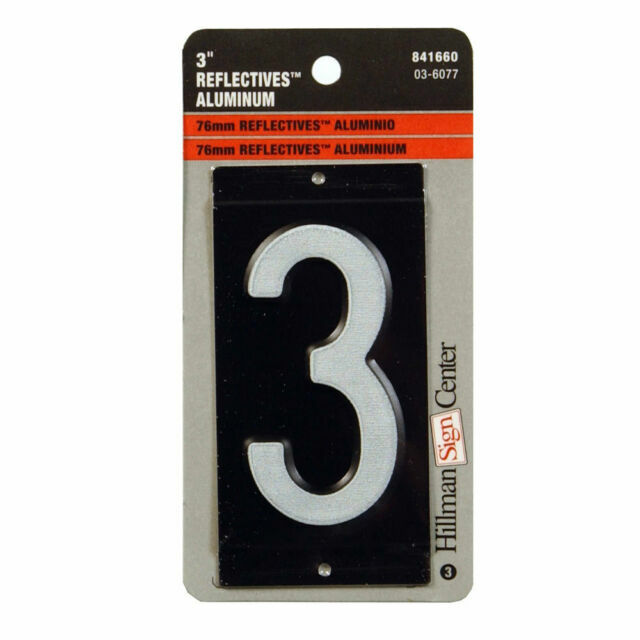Hillman 841660 3Inch NailOn Aluminum Reflective Mailbox Number 3 for sale online eBay