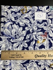 Navy Blue Anchors Ocean Floral Home Decor Quilt Fabric 1.5 Yards X 42
