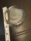 Vintage enjoy Coca-Cola Clear Glass Paperweight  bottle cap shape