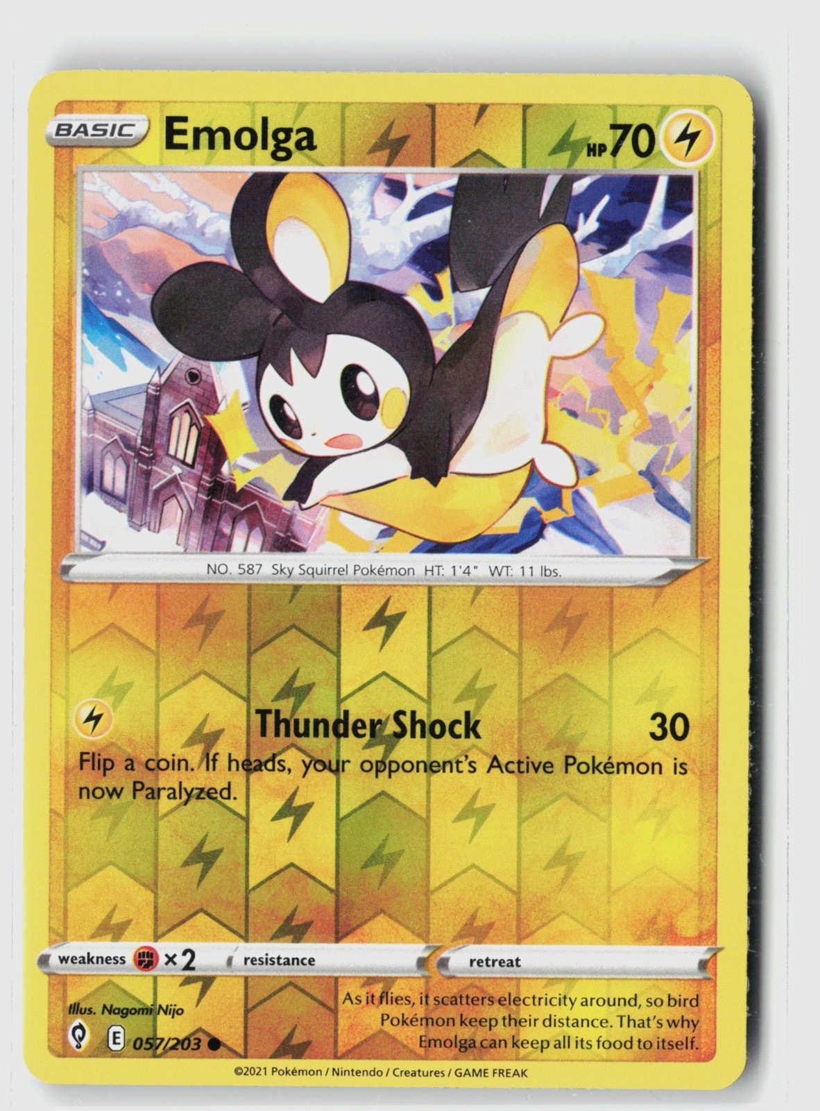 Pokemon TCG Emolga Lightning Common SWSH07: Evolving Skies 057/203 NM