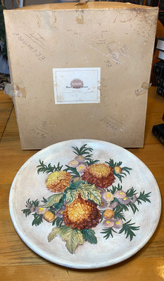 Vintage WH Bossons Flowers Plate Hand Painted Wall Plaque England Decor With Box