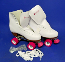 Womens Chicago Roller Skates Quads Size 10 White  Pink Wheels W/ Stopper Unused