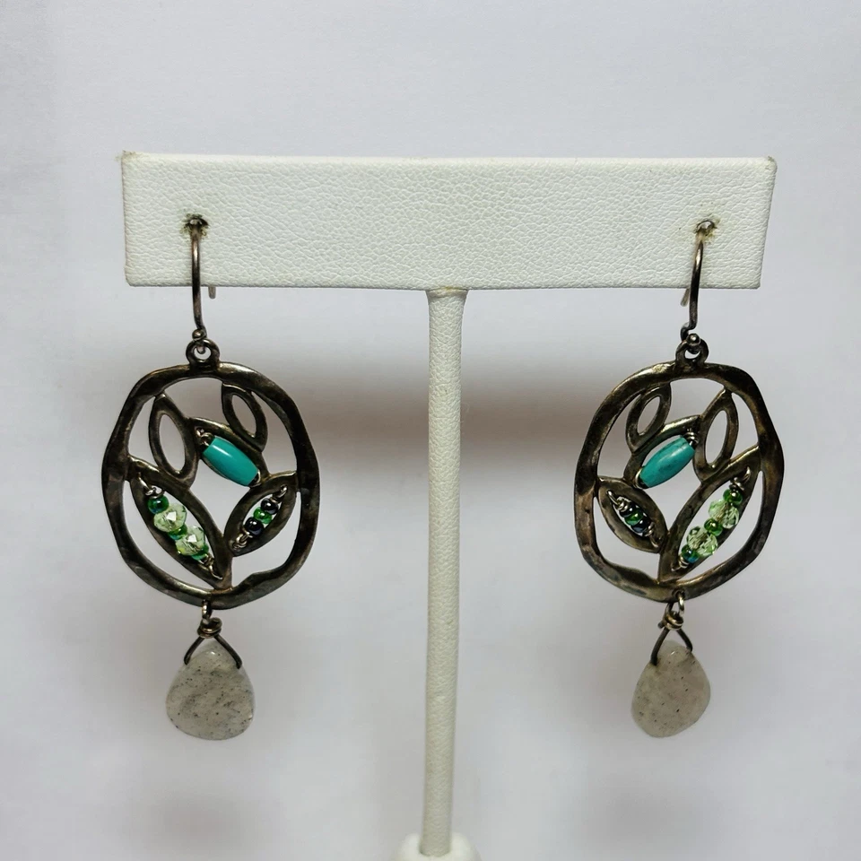 Silpada Sterling 925 Silver Turquoise Bead Dangle Earrings W2213 - Image 3 of 4