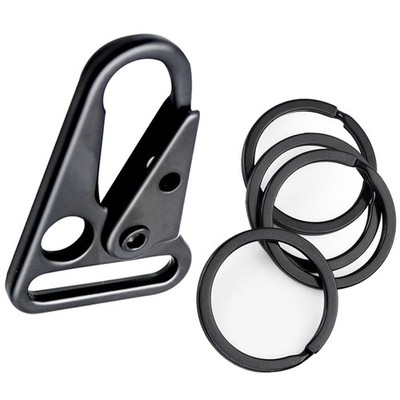 12 Pieces 1 Inch 1.98*1.28*0.15'', (Sling Clip + Key Ring)1'' Black (12-pack) 