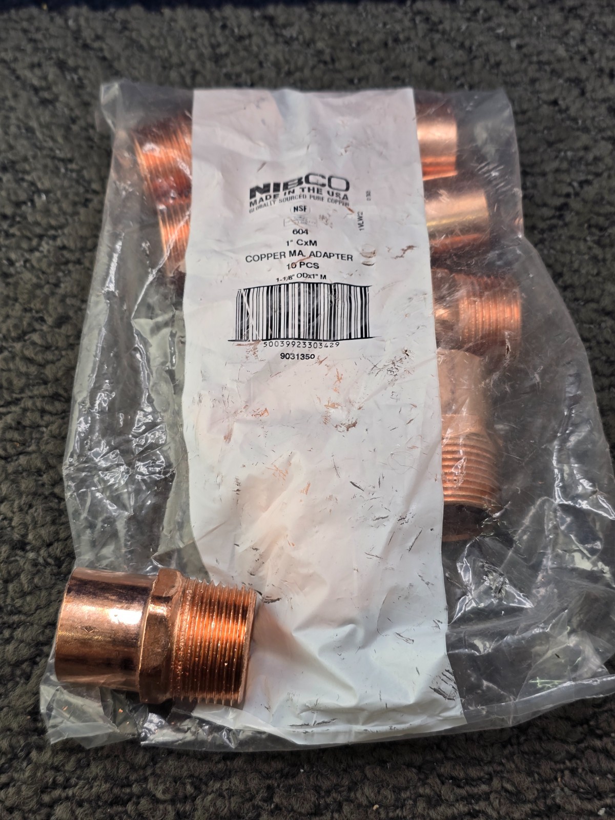 (QTY 5) Nibco 9031350 1" Cup x MNPT Wrot Copper Solder Pressure Male Adapters