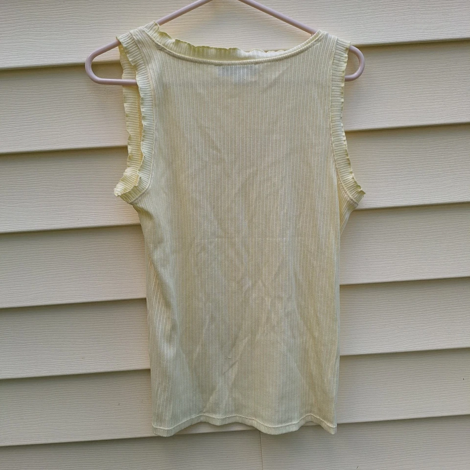 Camiseta sin mangas Loft acanalada con borde de lechuga Y2K evento playero romántico atletismo atlético  Foto 4 de 4