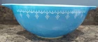 Vintage Pyrex 444 Blue Snowflake Garland Cinderella Mixing Bowl 4 Quart