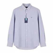 GANT Slim Banker Bot Button-Down Logo Casual Long Sleeve Shirt Blue Cotton S