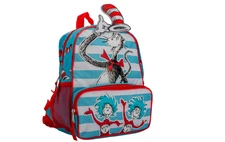 Dr. Seuss Cat in the Hat Backpack 12" Kids School Bag Thing 1 & 2 White Red Blue