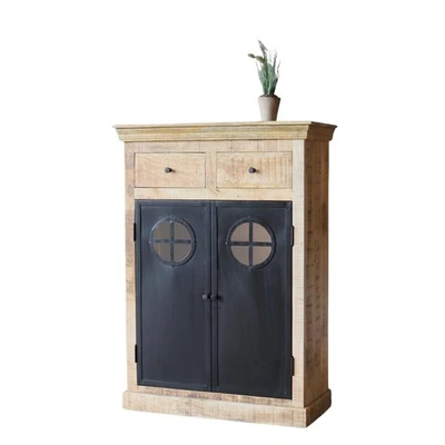 Highboard Industrial Style DEU Massivholz mit Schublade 90cm breit Flur Bad - Bild 1 von 4