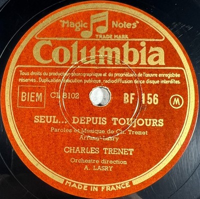 Charles Trenet: La Mer / Seul...seit immer 78 RPM COLUMBIA BF 156 EX+