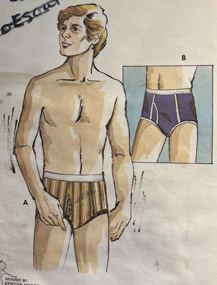 Ropa interior para hombre patrón de costura para calzoncillos 1976 vintage Kwik coser #722 sin abrir Foto 2 de 3