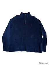 Vintage 90s Polo Ralph Lauren navy blue quarter zip sweater jacket Size XXL