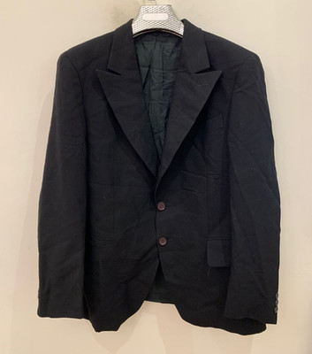 1970s Vintage pure wool peak lapel Stroller black classic jacket blazer 42R