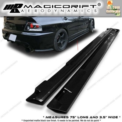 For 01-07 Mitsubishi EVO 7 8 9 Side Skirts Rocker Panel Extensions Polyurethane