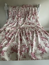 CABBAGES AND ROSES  Pair Raspberry Curtains 2x 228 W X 122cm D  Lined In Ticking