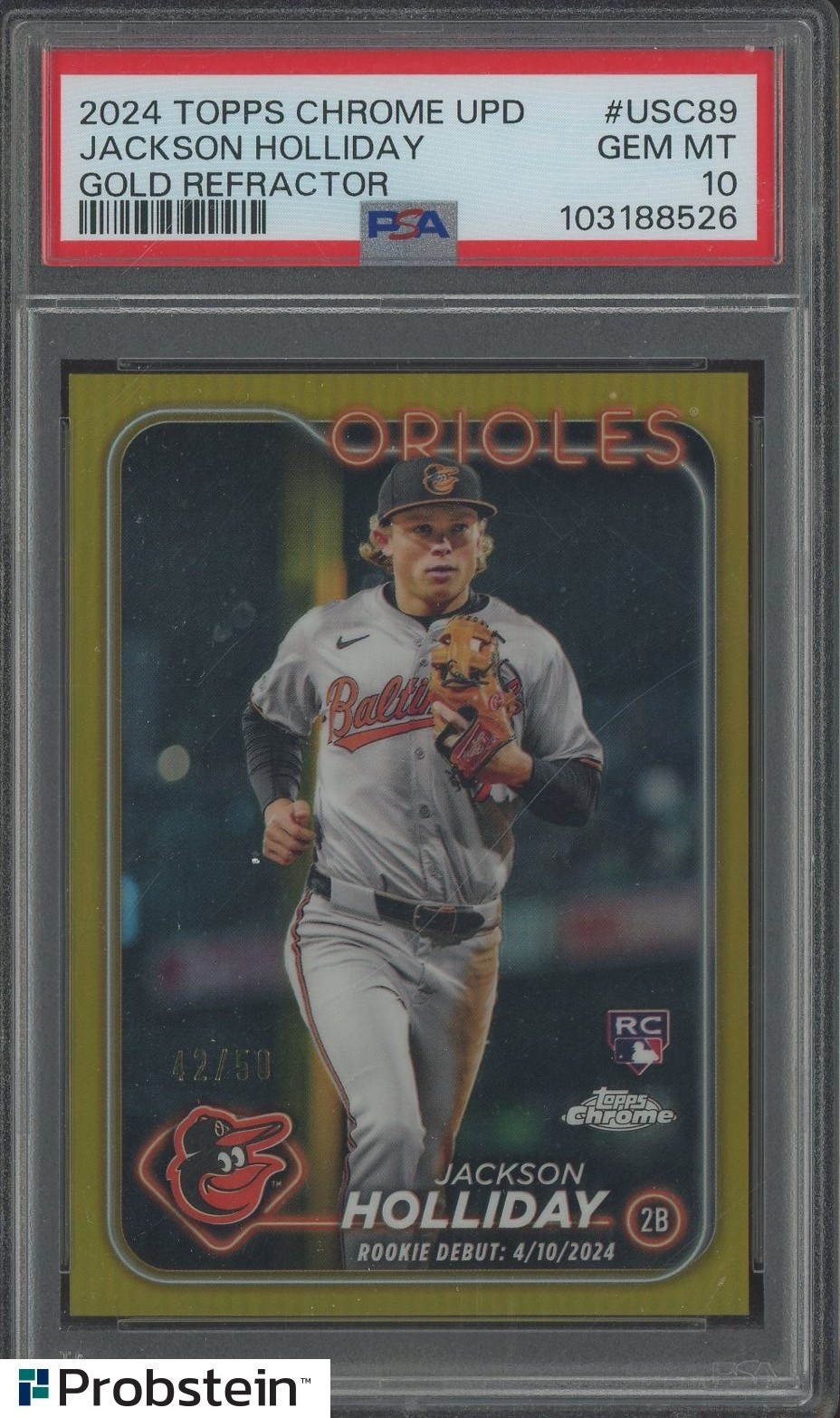 2024 Topps Chrome Update Gold Refractor Jackson Holliday RC Rookie /50 PSA 10