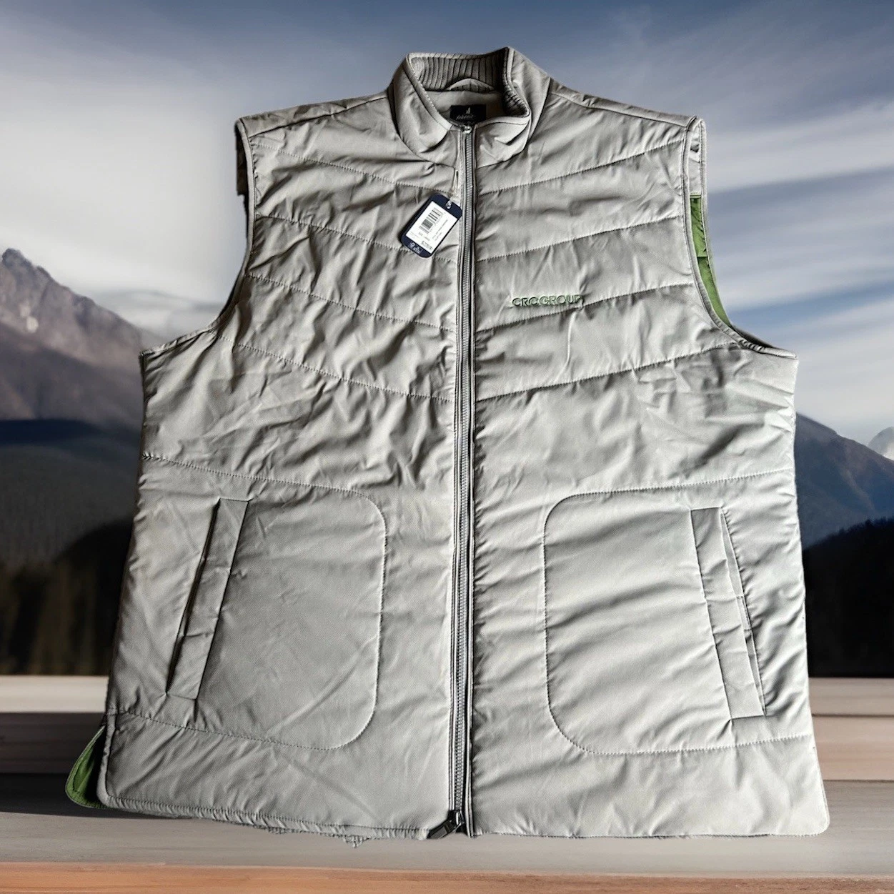 NEW Johnnie-O Fairhaven Quilted Zip Vest Fossil Men's Size Large Full-Zip