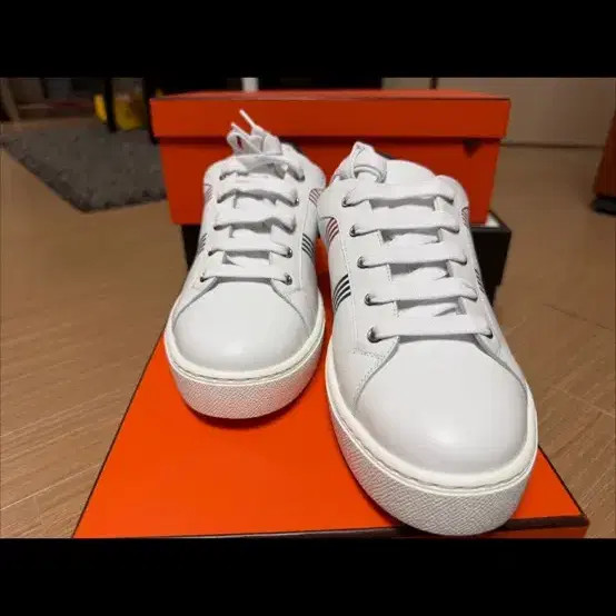 Hermes White Sneakers, New, Size 255