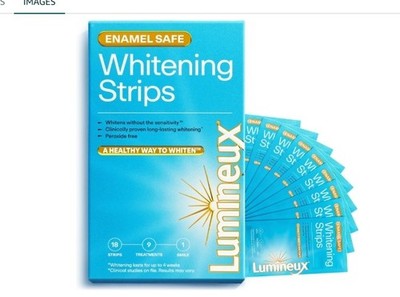 Lumineux Teeth Whitening Strips Kit - 9 Treatments (1 Month) - Peroxide Free - E