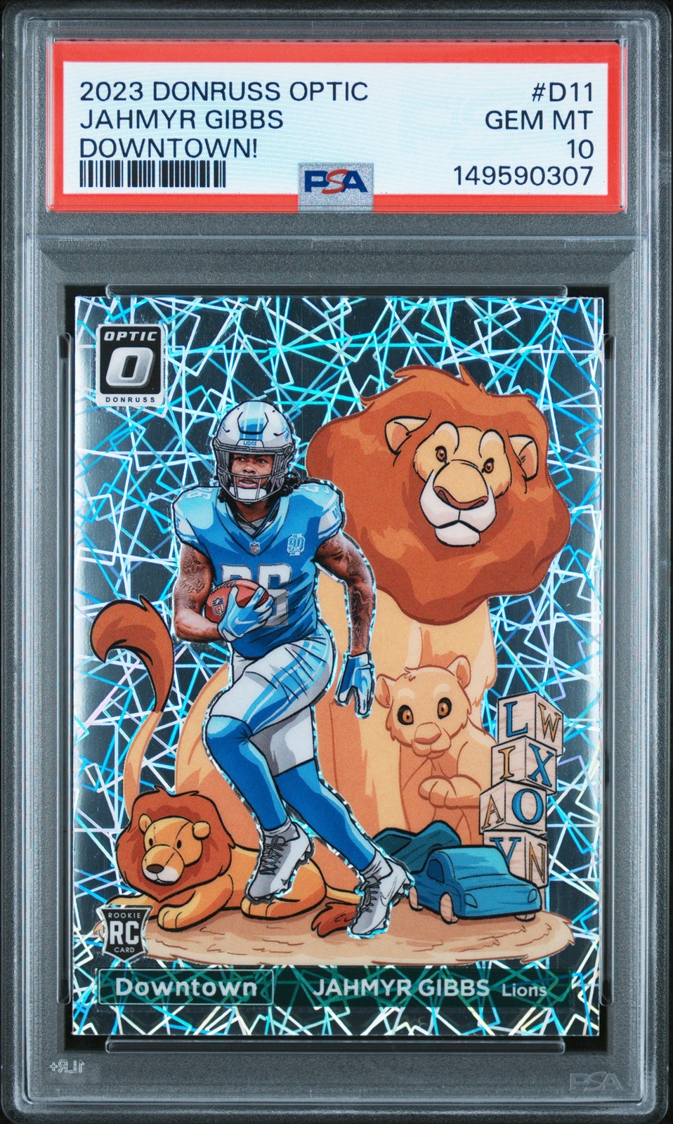 Jahmyr Gibbs Panini Donruss Optic Downtown #D11 Base