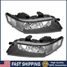 Headlights Headlamps Black Housing Clear Pair For 2004 2005 2006 2007 Acura Tsx