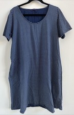 Fresh Produce Women's Dress Navy Stripes Cotton Pockets A-Line USA Size Large
