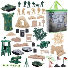 100-Pcs Toy Army Men Action Figures for Boys in 2 Colors, Soldiers Toys Play Set