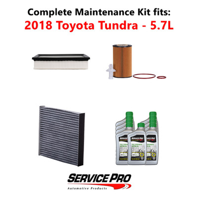 2018 Toyota Tundra 5.7L Complete Oil, Air & Cabin Filter Kit (0W-20)