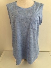 Womens Tek Gear DRYTEK Workout Pocket Tank Size Large Blue And White