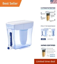 Advanced 5-Stage Water Filter Pitcher - 20 Cup Dispenser with Ergonomic Design