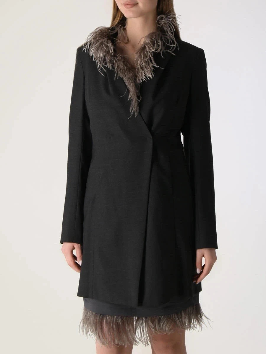 GUCCI RRP 3700$ Brunello Cucinelli blazer lana piuma di struzzo bordo colletto taglia 44