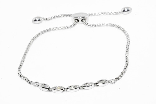 $650 .925 Sterling Silver .12CT Natural Round Cut White Diamond Cluster Bracelet - 第 1/8 張圖片