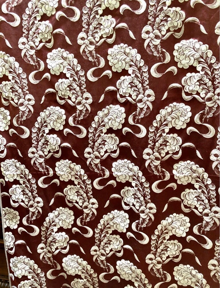 Tela damasco satinada "Old Hollywood Boudoir" de colección Deadstock de los años 40 *PLUMAS DE AVESTRUZ Foto 4 de 4