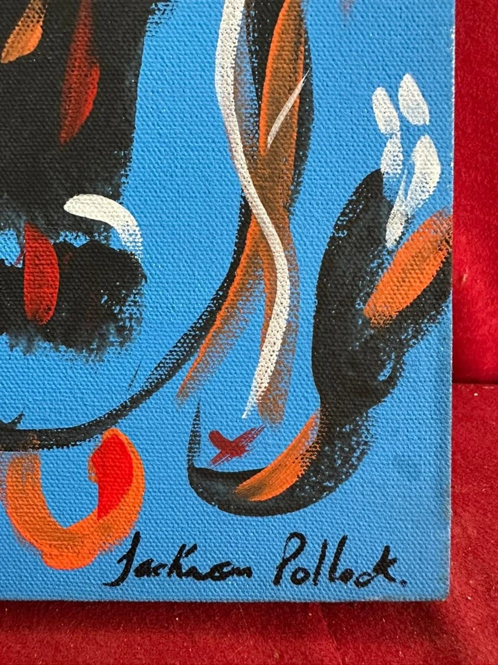 JACKSON POLLOCK pintura al óleo sobre lienzo, de colección estampada firmada Foto 2 de 4
