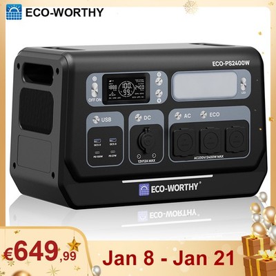 ECO-WORTHY 2400W Powerstation Tragbarer Solargenerator 2048Wh Wohnmobil Camping