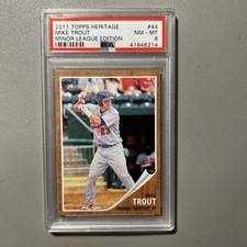 133242991 Mike Trout 2011 Topps Heritage Minor League #44 Rookie RC PSA 8
