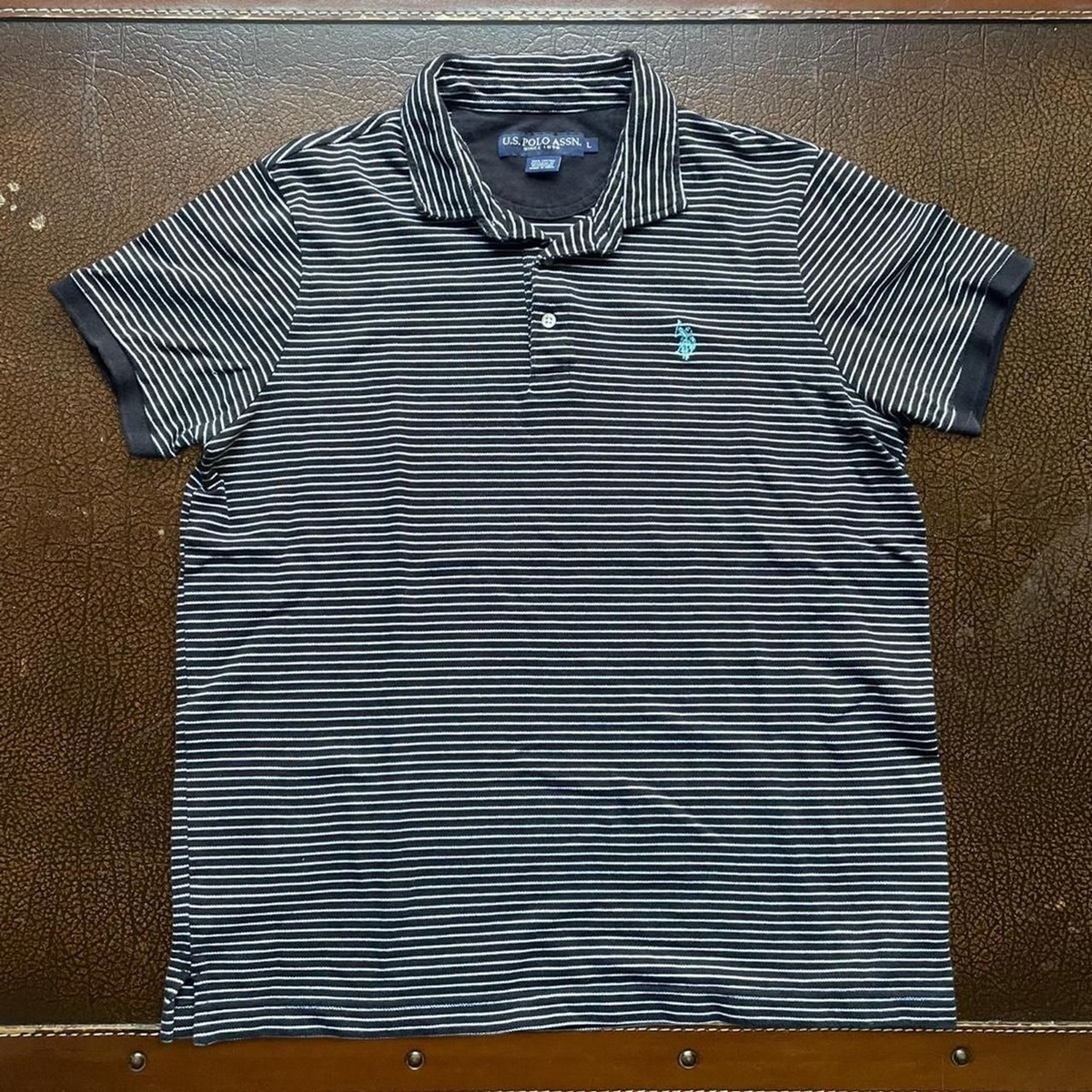 Y2K 2000s US Polo Assn Shirt Pin Striped Mens Large Black White 