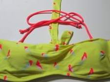 American Eagle Outfitters Womens Size M Bikini Top Yellow Wireless Lined Halter