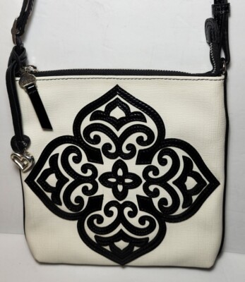 BRIGHTON CASABLANCA KENNA COATED CANVAS LEATHER MEDALLION CROSSBODY MESSENGER
