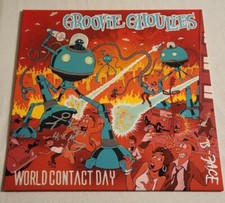 Groovie Ghoulies Autographed World Contact Day Red Transparent Vinyl LP