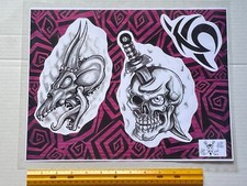 Vintage Art Tattoo Flash Sheet Eddie Rev Limited Edition Sheet 8/250 /T124