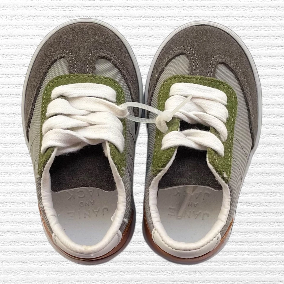 Janie and Jack Bebés Niños Zapatillas con Cordones Detalle de Cuero Bloque de Color Talla 4 Foto 3 de 4